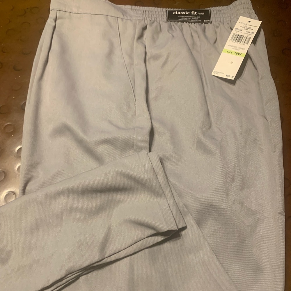 Women's Alfred Dunner 18W 20W Petite Grey Slacks Pants elastic waist pull on